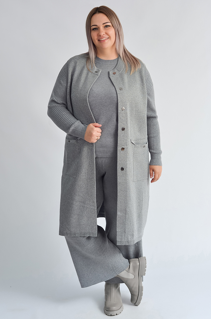 Кардиган без рукавів з люрексовим блиском великих розмірів