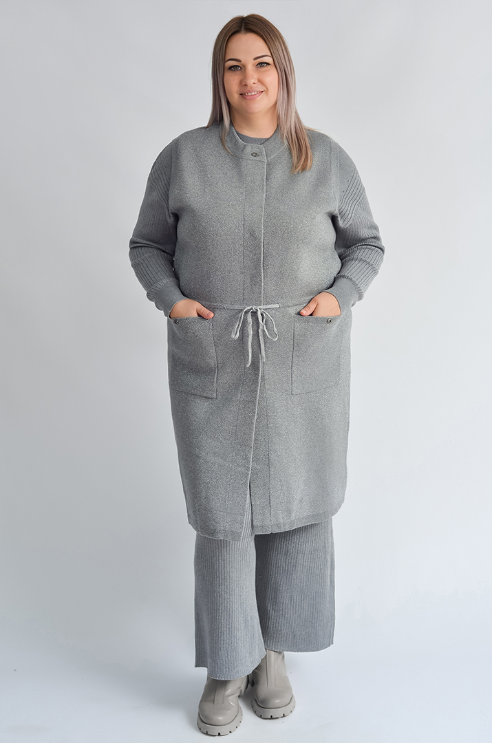 Кардиган без рукавів з люрексовим блиском великих розмірів