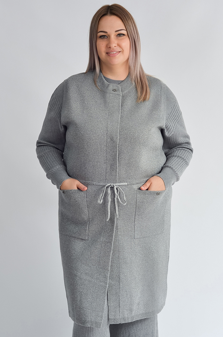 Кардиган без рукавів з люрексовим блиском великих розмірів