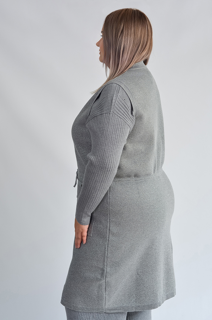 Кардиган без рукавів з люрексовим блиском великих розмірів