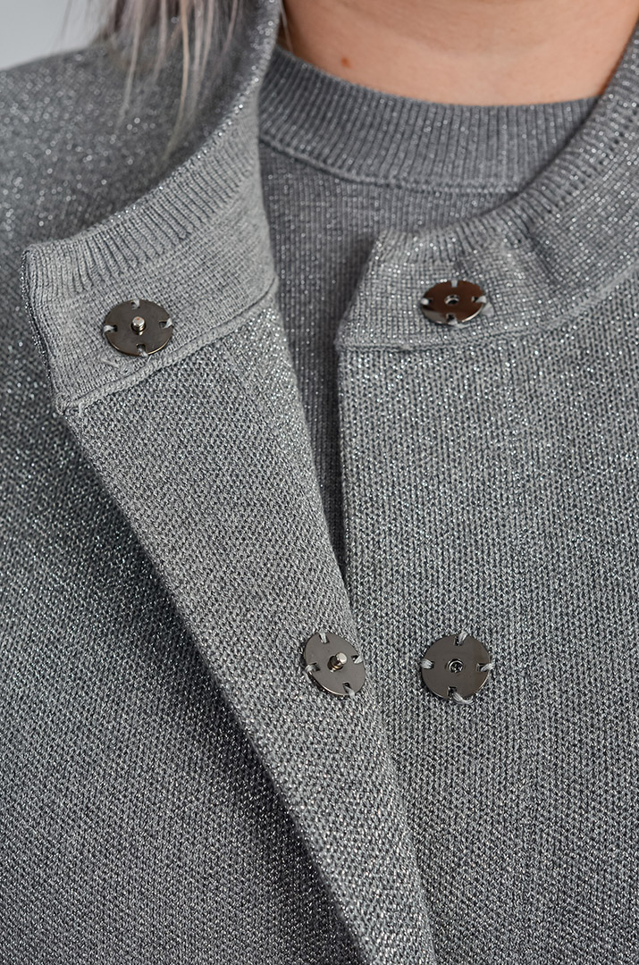 Кардиган без рукавів з люрексовим блиском великих розмірів