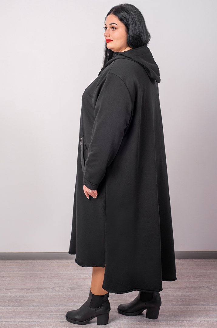 Чорний кардиган на ґудзиках з оригінальними кишенями великих розмірів