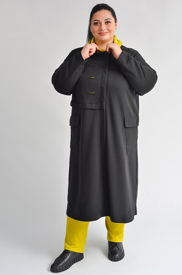 Чорний кардиган з контрастними світловідбивними елементами великих розмірів