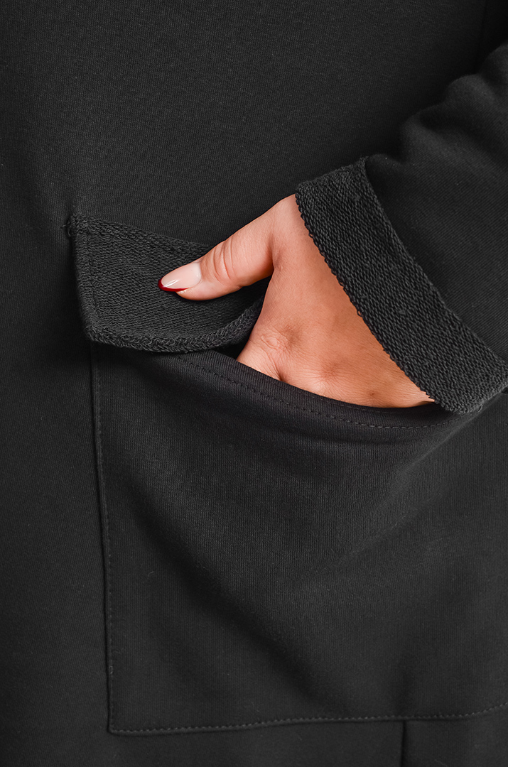 Чорний кардиган з контрастними світловідбивними елементами великих розмірів