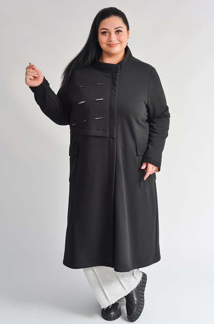 Чорний кардиган з контрастними світловідбивними елементами великих розмірів