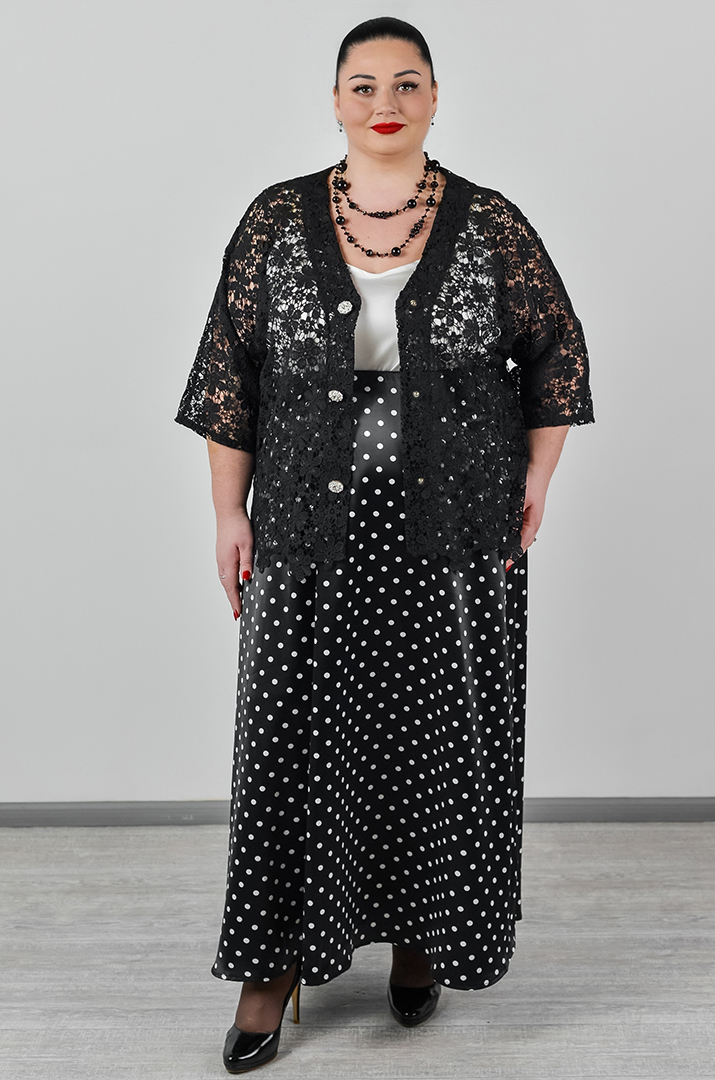 Кардиган короткий мереживний із декоративними кнопками великих розмірів