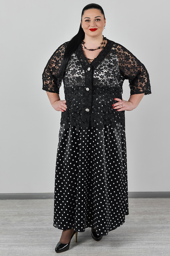 Кардиган короткий мереживний із декоративними кнопками великих розмірів