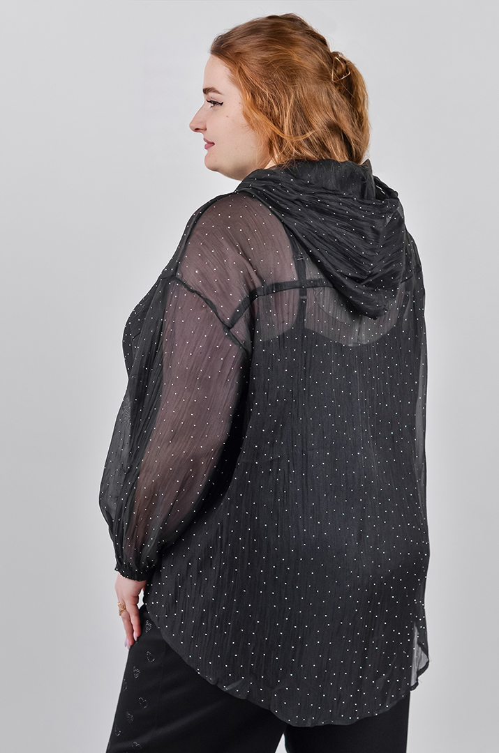 Кардиган з органзи з декоративними камінчиками великих розмірів