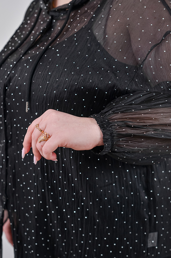 Кардиган з органзи з декоративними камінчиками великих розмірів