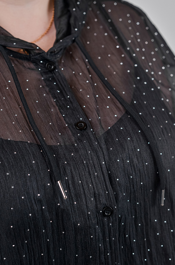 Кардиган з органзи з декоративними камінчиками великих розмірів