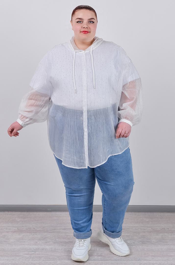 Кардиган з органзи з декоративними камінчиками великих розмірів