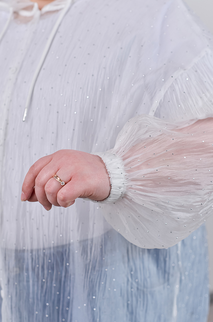 Кардиган з органзи з декоративними камінчиками великих розмірів