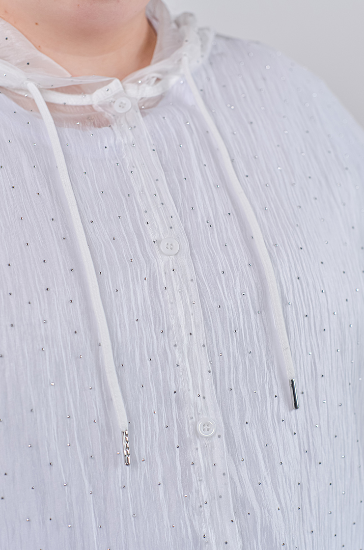 Кардиган з органзи з декоративними камінчиками великих розмірів