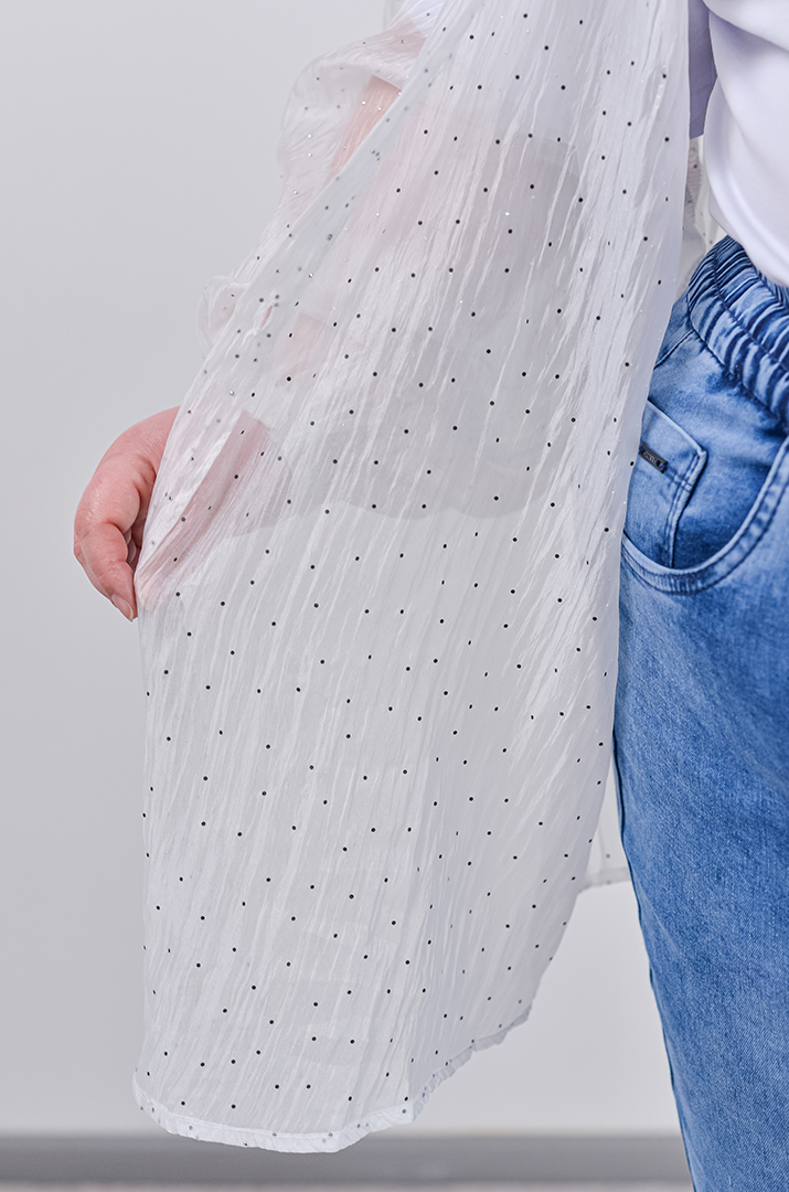 Кардиган з органзи з декоративними камінчиками великих розмірів