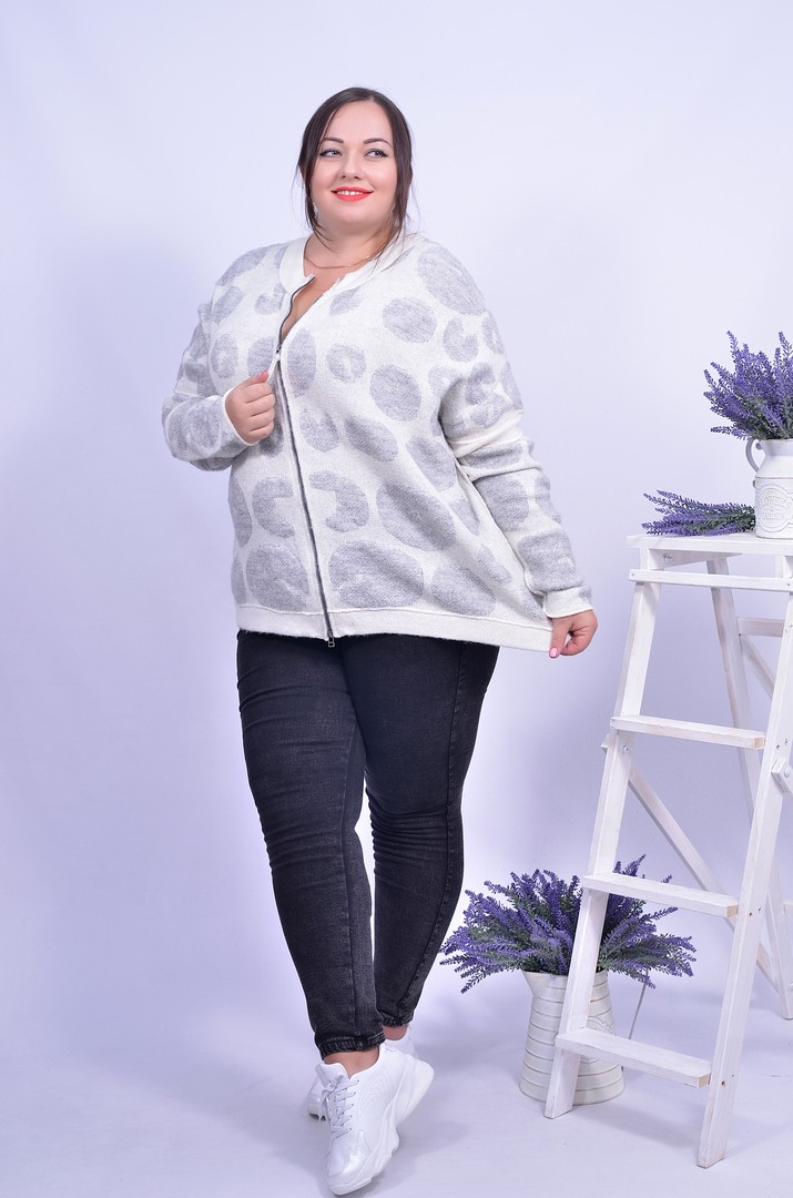 Теплая кофта на молнии батал