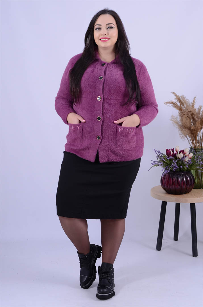 Піджак теплий з ґудзиками оверсайз великих розмірів