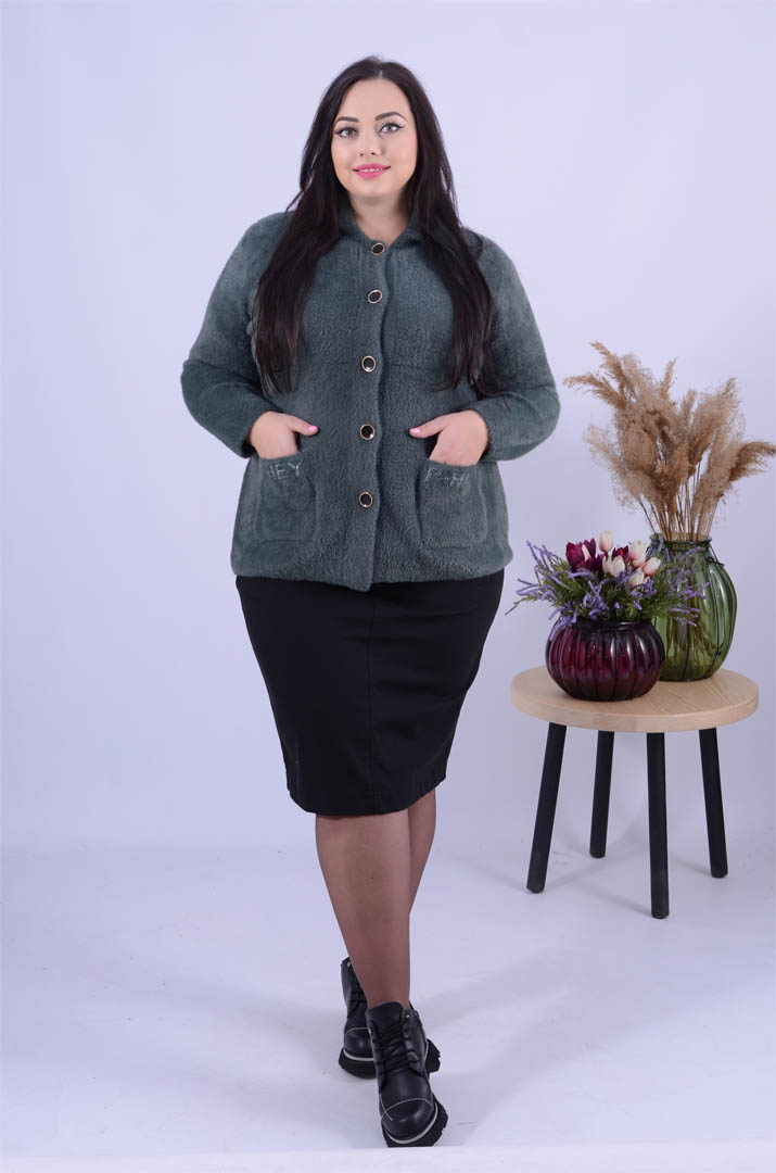 Піджак теплий з ґудзиками оверсайз великих розмірів
