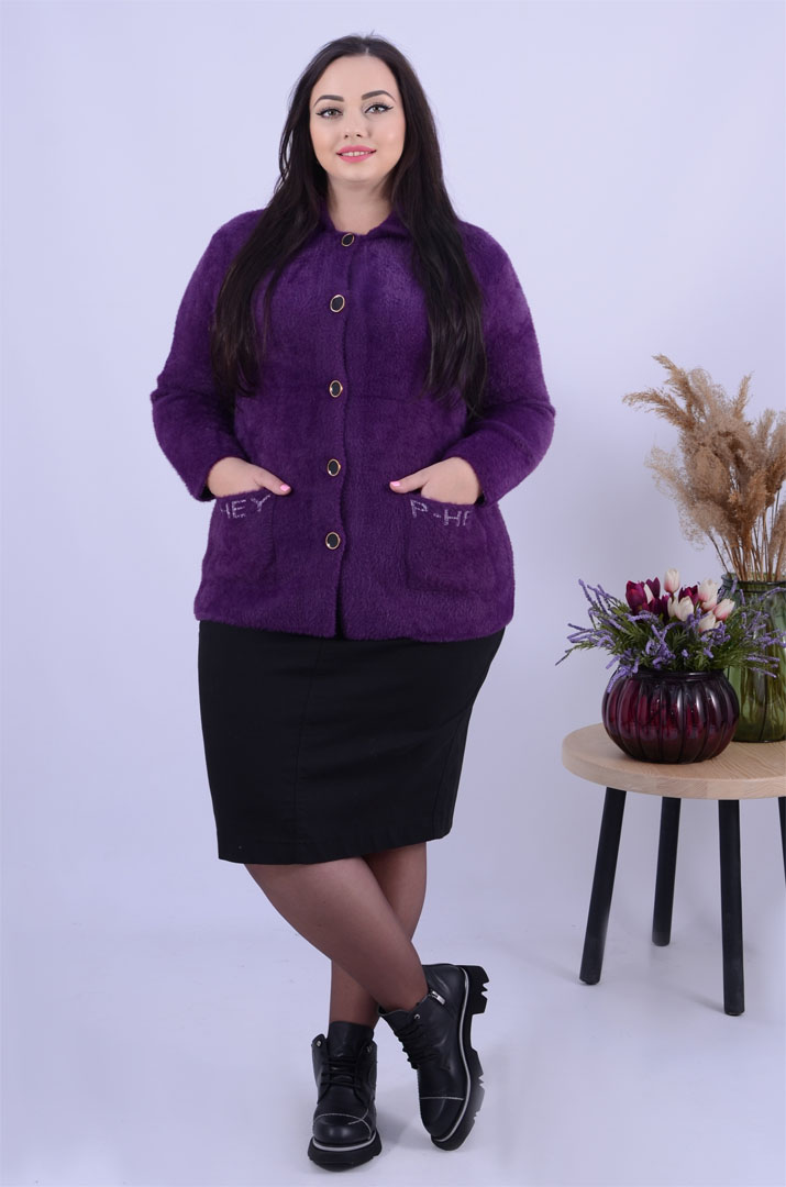 Піджак теплий з ґудзиками оверсайз великих розмірів