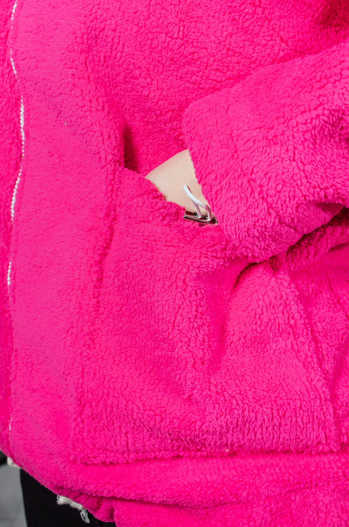 Однотонний кожушок з високим коміром на блискавці батал