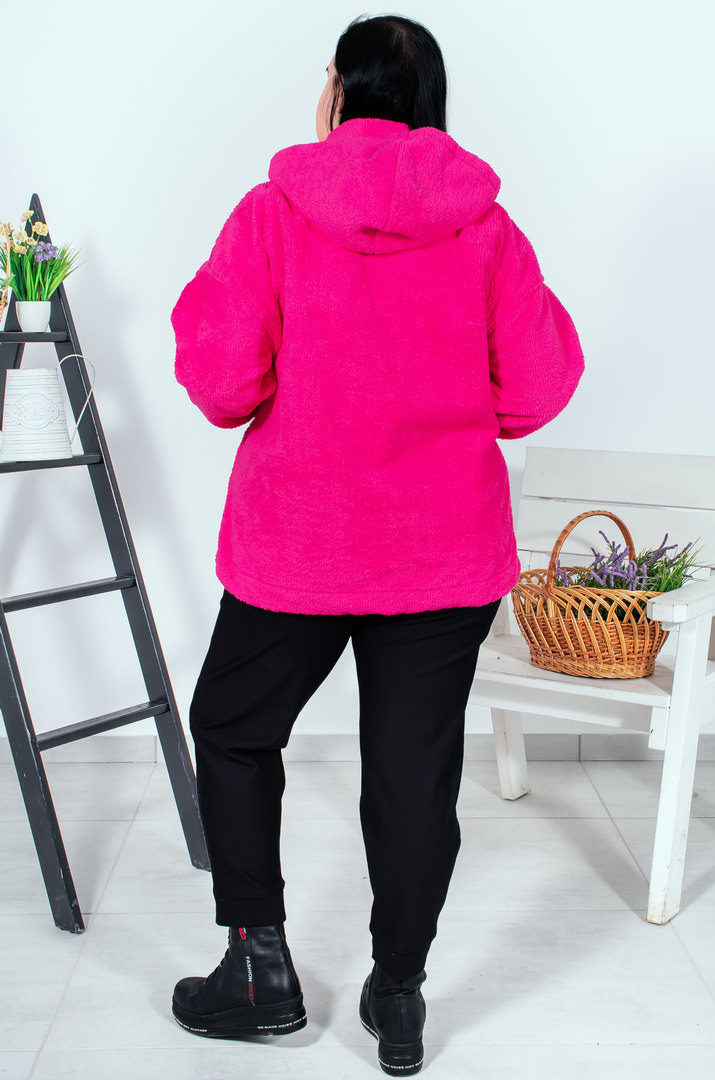 Однотонний кожушок з високим коміром на блискавці батал