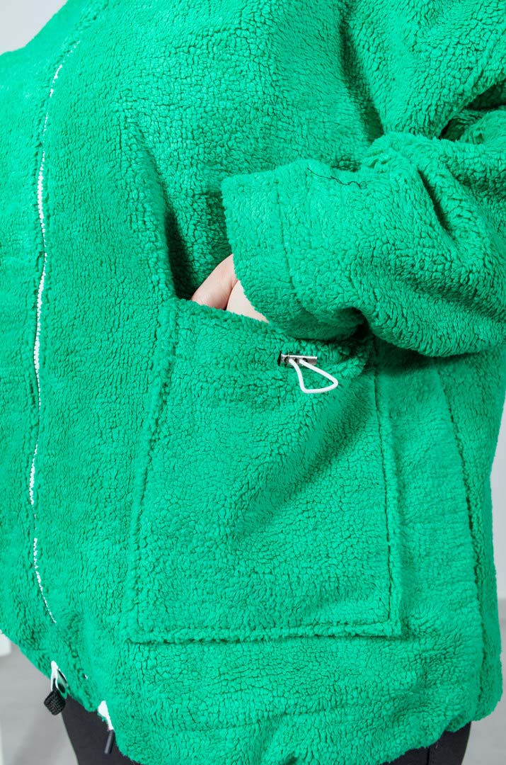 Однотонний кожушок з високим коміром на блискавці батал