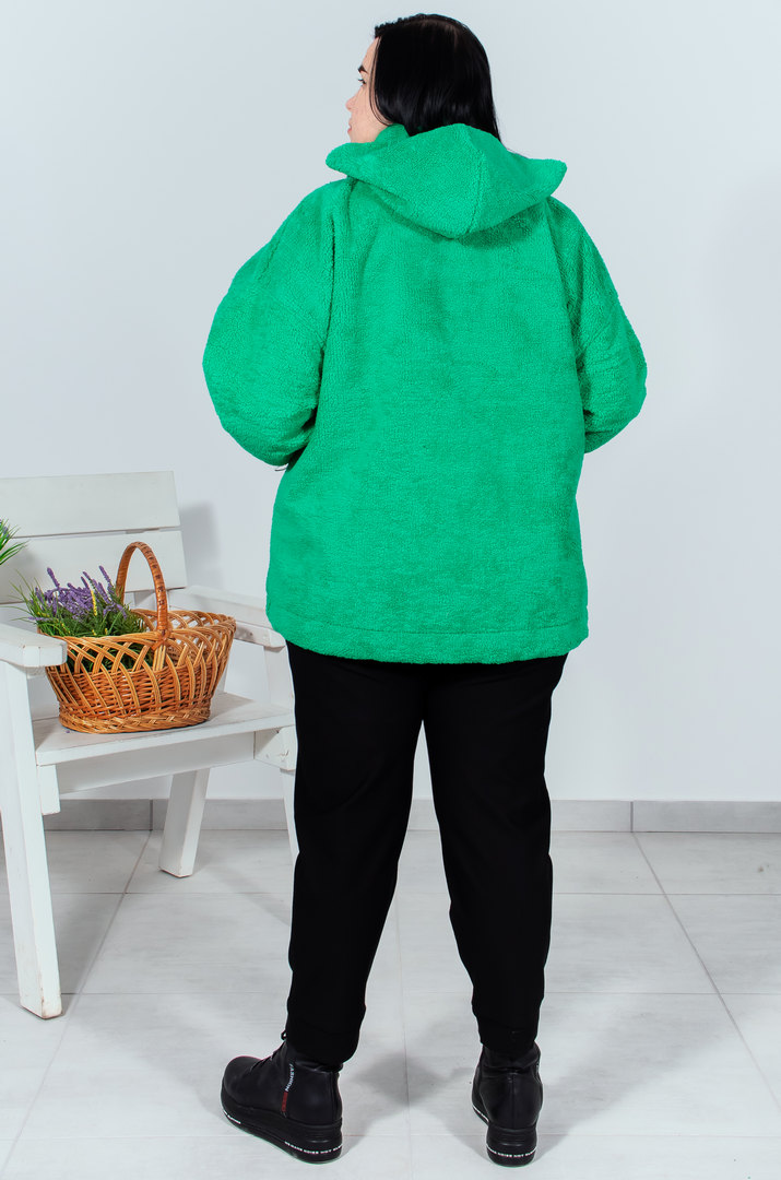 Однотонний кожушок з високим коміром на блискавці батал