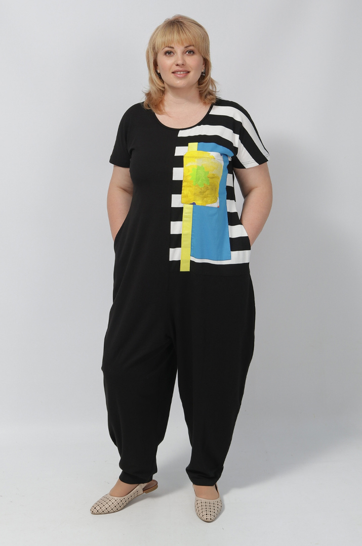 Стильний трикотажний комбінезон батал