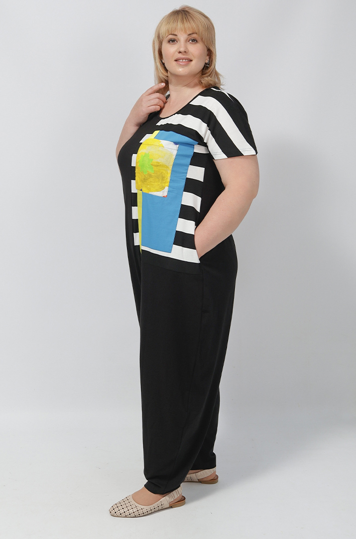 Стильний трикотажний комбінезон батал