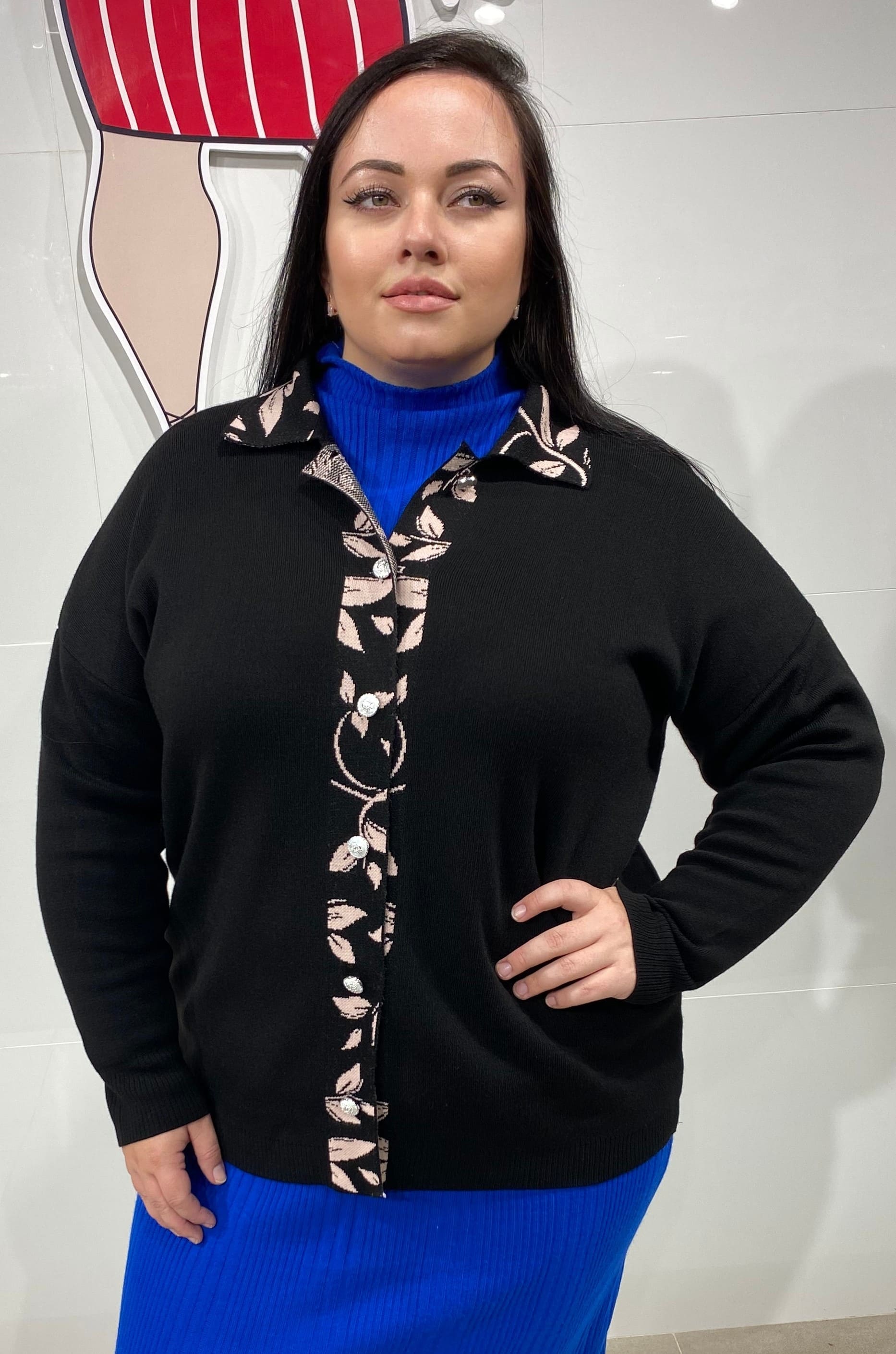 Пиджак с воротником и передней планкой в ​​растительном узоре супер батал