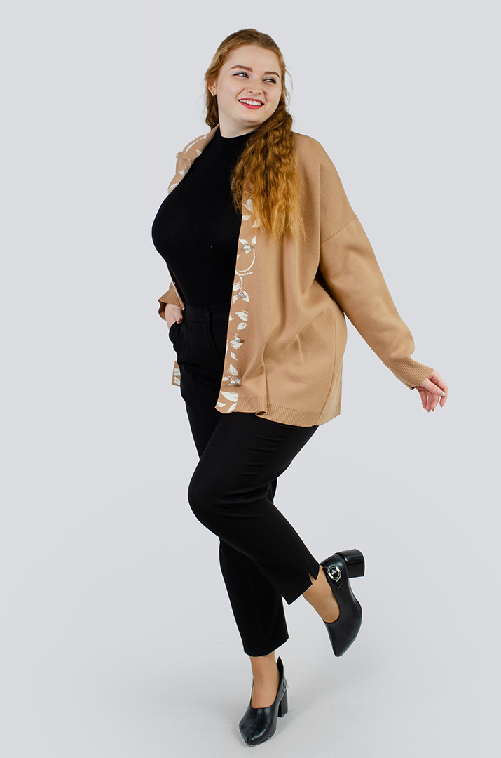 Пиджак с воротником и передней планкой в ​​растительном узоре супер батал