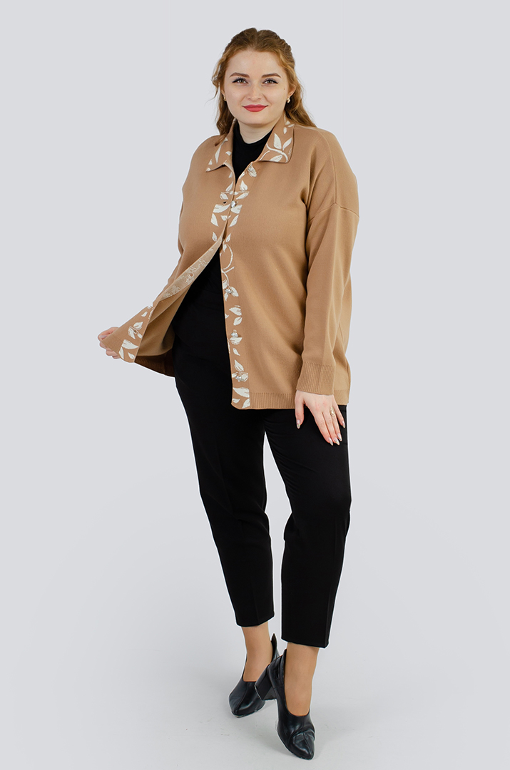 Пиджак с воротником и передней планкой в ​​растительном узоре супер батал