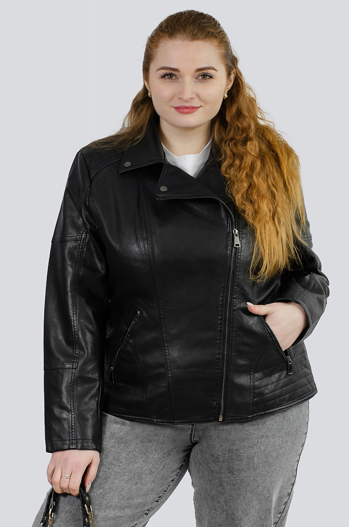 Косуха чорна з еко-шкіри РОЗМІРИ 52-62