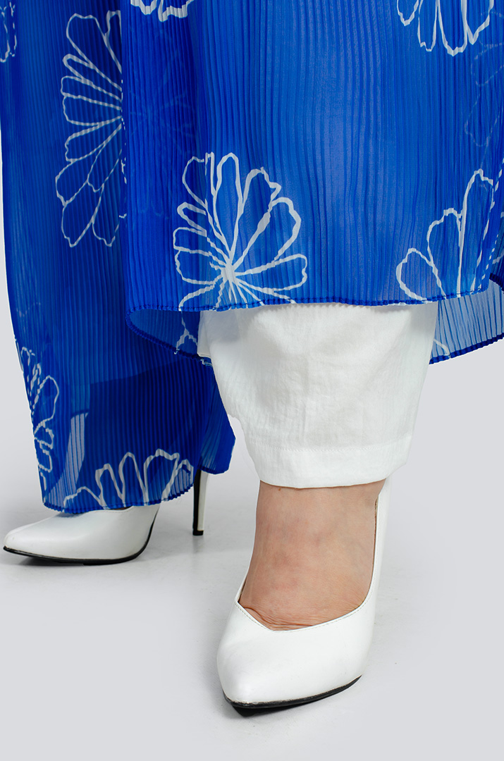 Брючний костюм із гофрованої тканини в принт великих розмірів