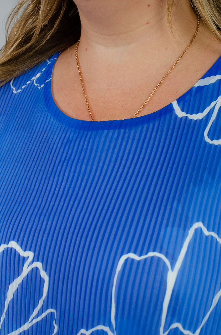 Брючний костюм із гофрованої тканини в принт великих розмірів