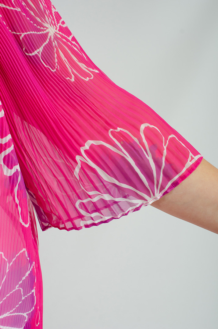 Брючний костюм із гофрованої тканини в принт великих розмірів