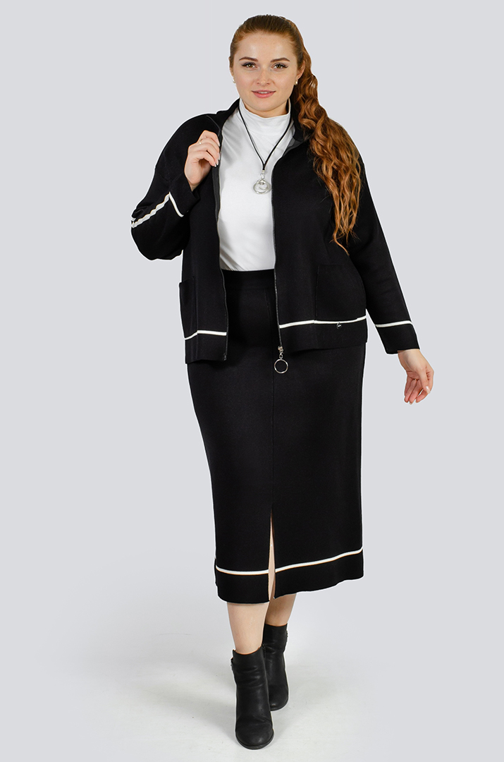 Костюм в'язаний мастерка+спідниця великих розмірів