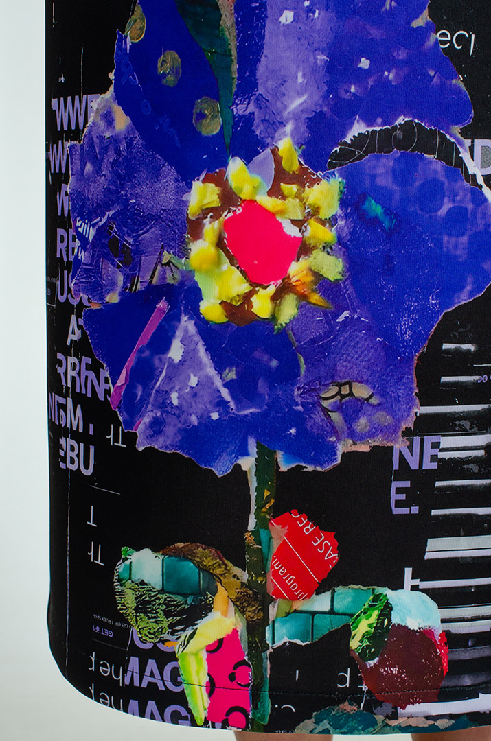 Фиолетово-черный костюм с юбкой больших размеров