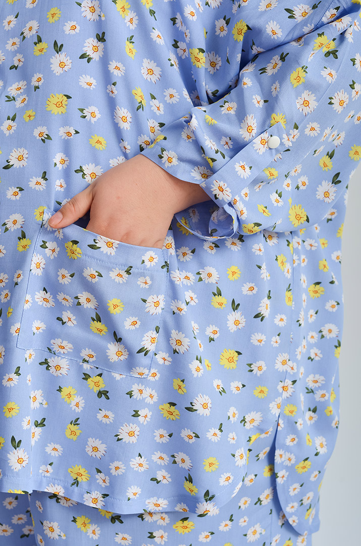 Костюм брючний в рослинний принт великих розмірів