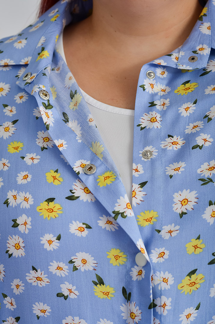 Костюм брючний в рослинний принт великих розмірів