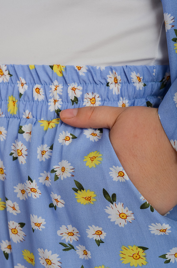 Костюм брючний в рослинний принт великих розмірів