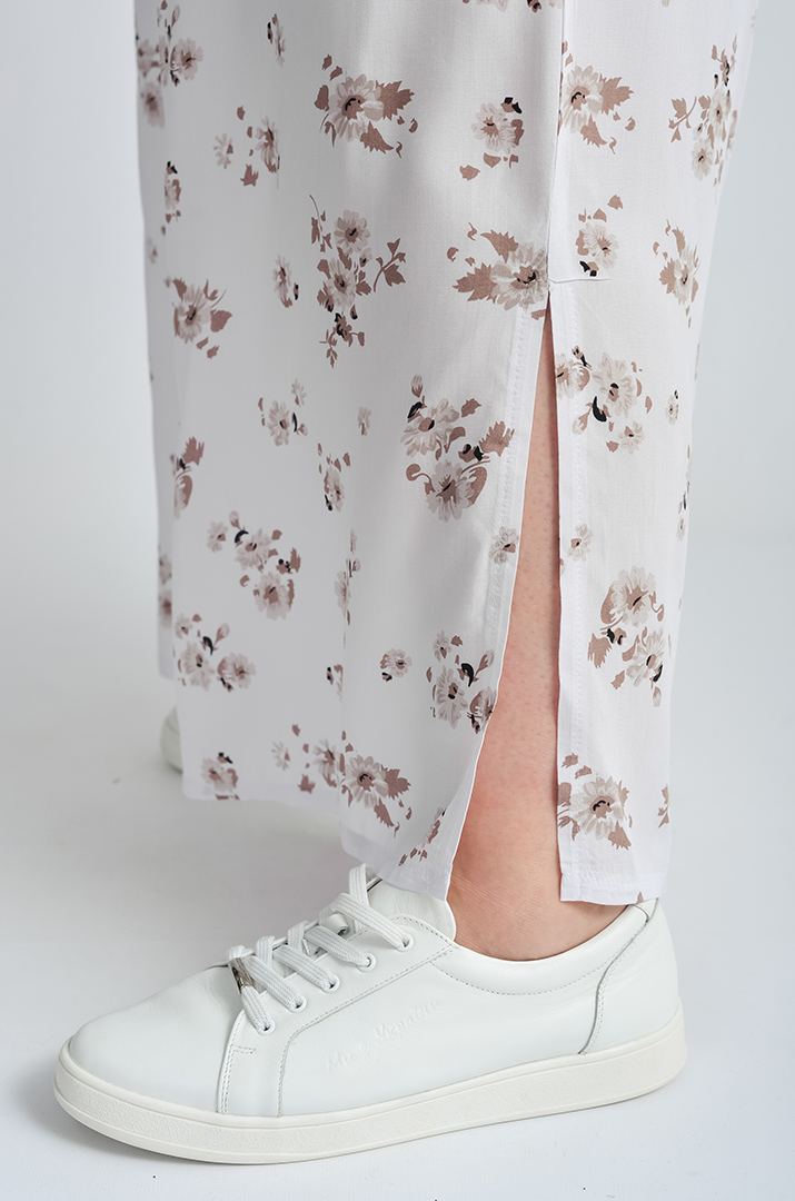 Костюм брючний в рослинний принт великих розмірів