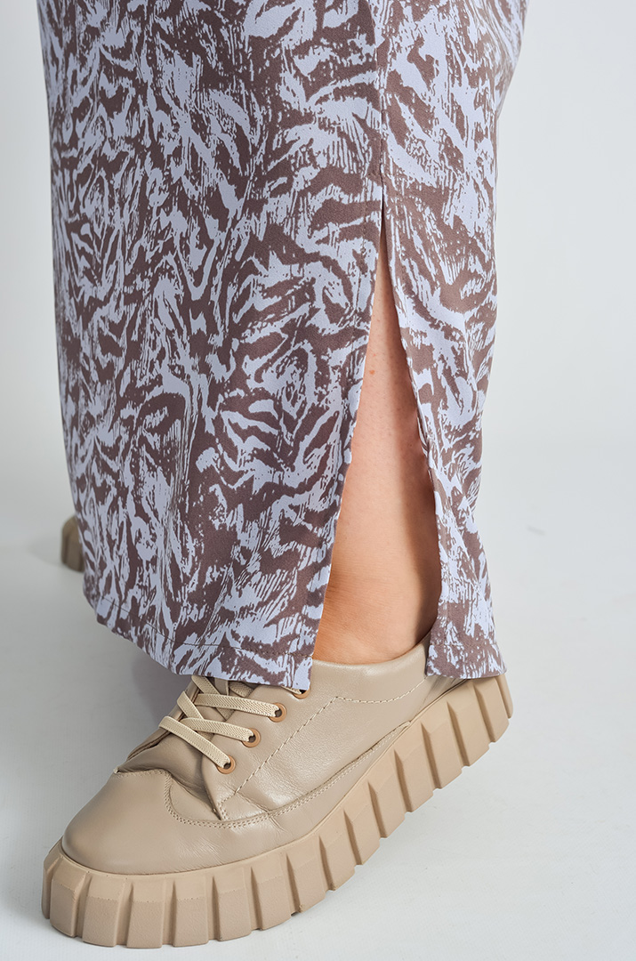 Костюм брючний в рослинний принт великих розмірів