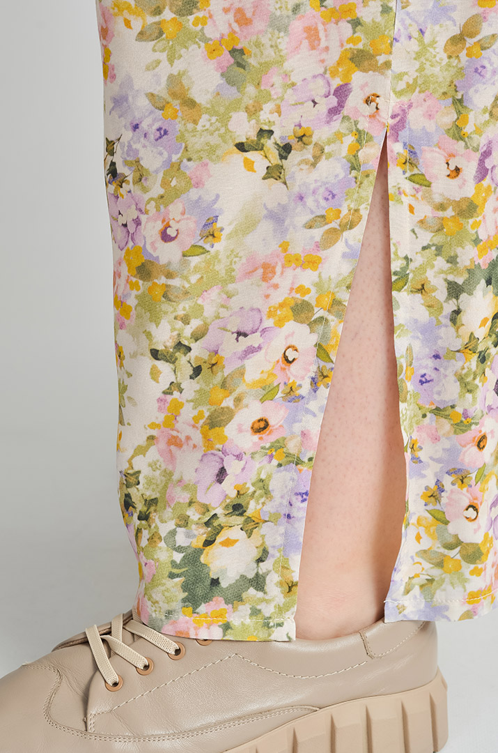 Костюм брючний в рослинний принт великих розмірів