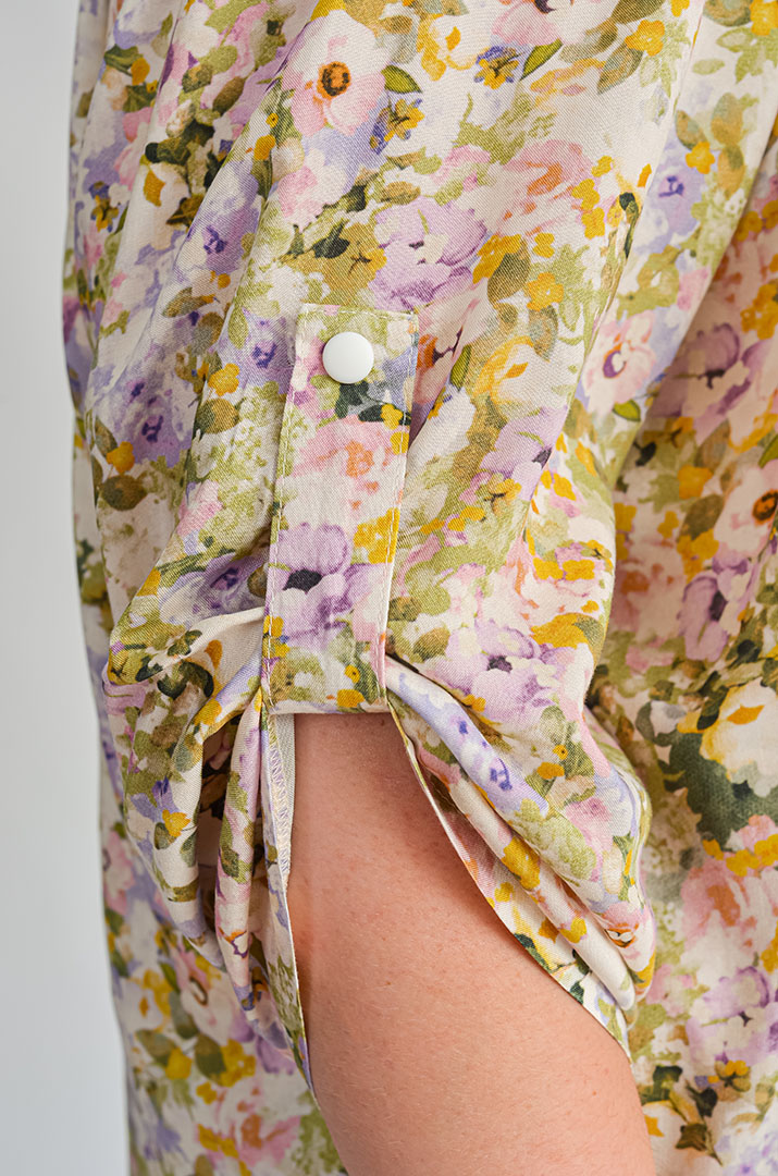 Костюм брючний в рослинний принт великих розмірів