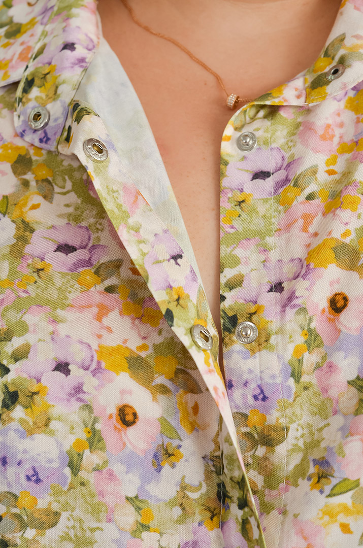 Костюм брючний в рослинний принт великих розмірів