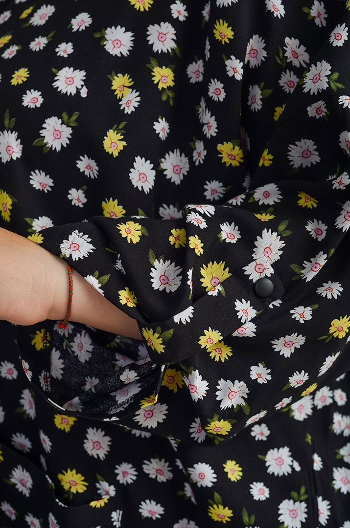 Костюм брючний в рослинний принт великих розмірів