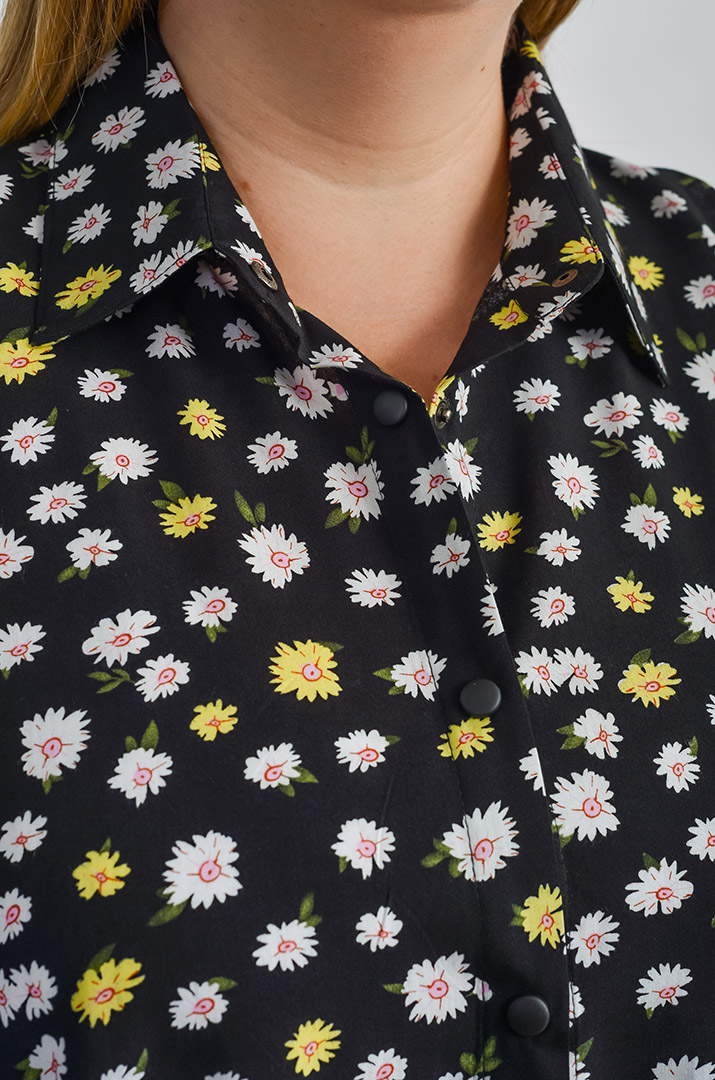 Костюм брючний в рослинний принт великих розмірів