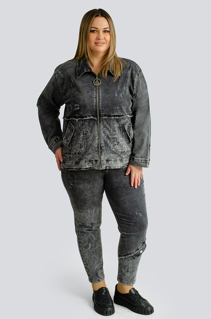 Джинсовий костюм з декором великих розмірів