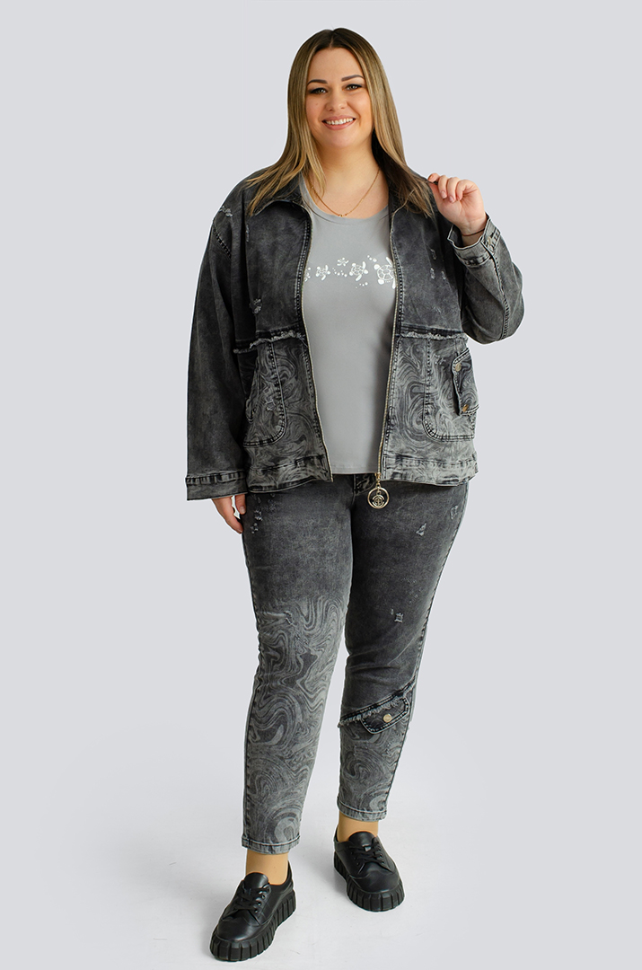 Джинсовий костюм з декором великих розмірів