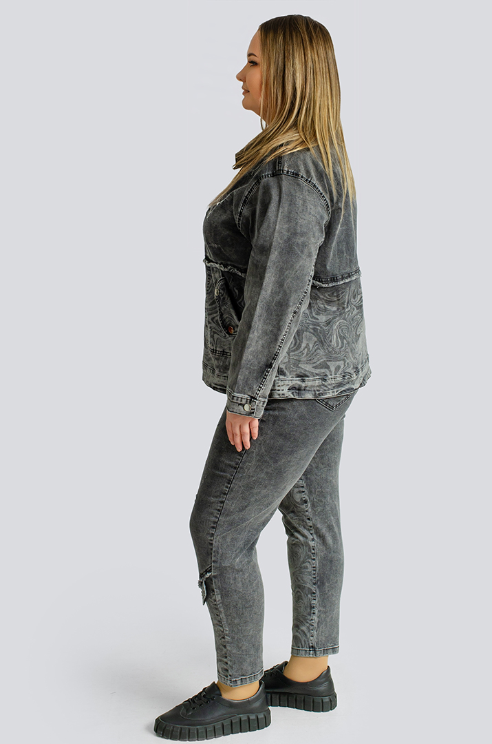 Джинсовий костюм з декором великих розмірів